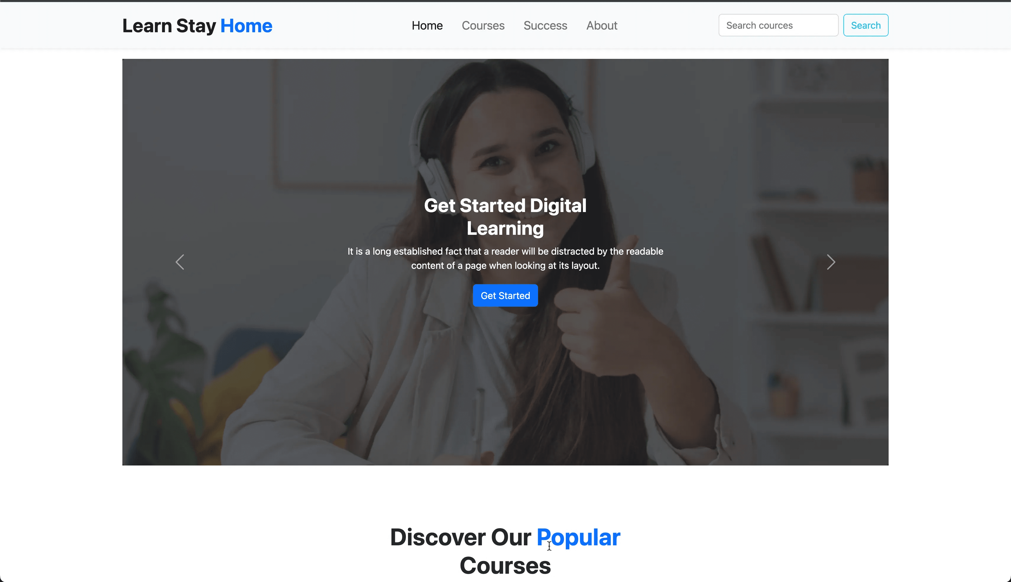 Learn Stay Home - Online Learning Landing Page