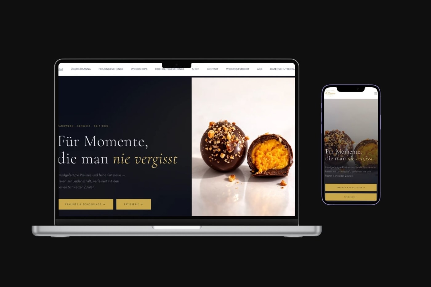L'Osanna Pralines website design