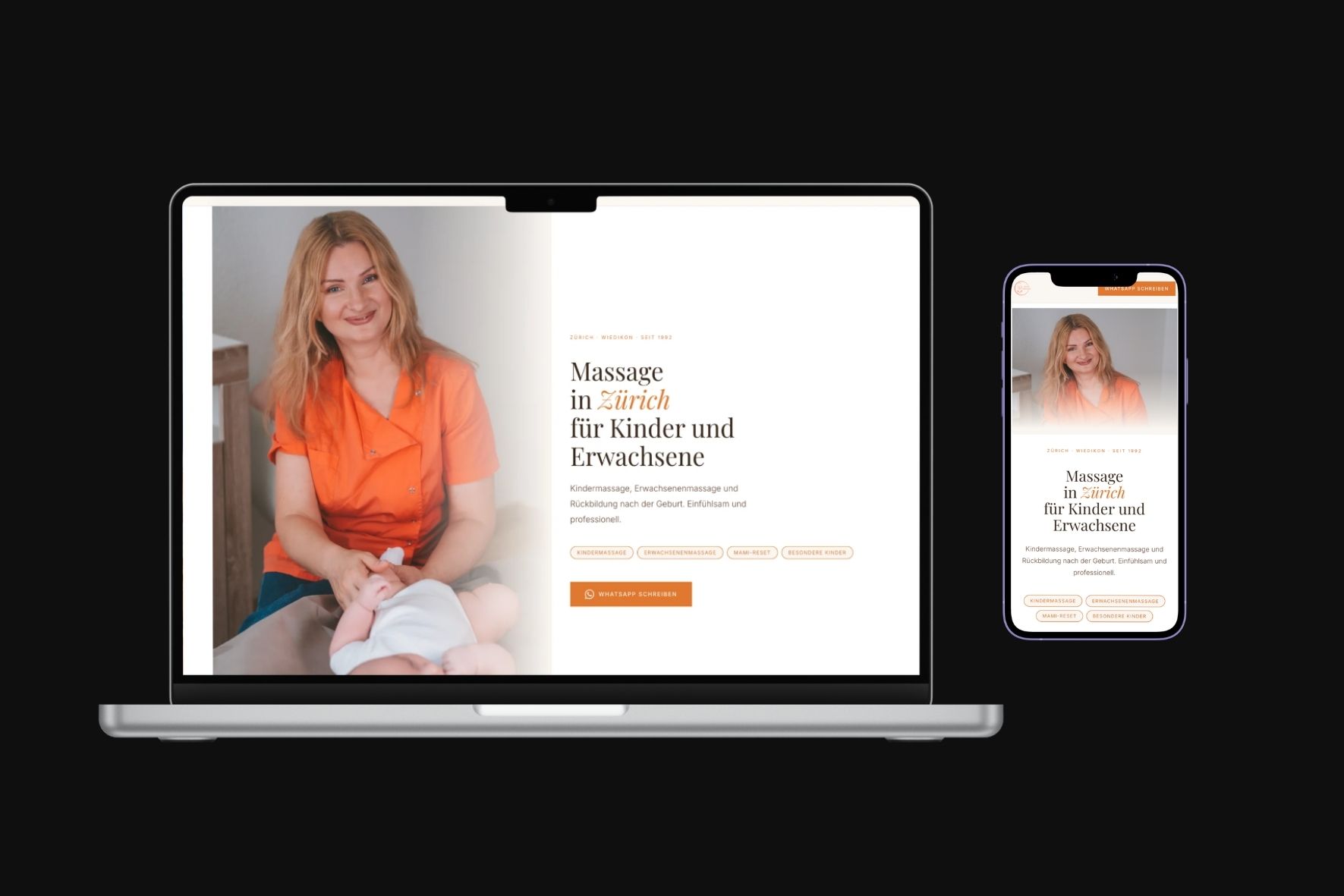 Olga Frenkel massage website in Zurich