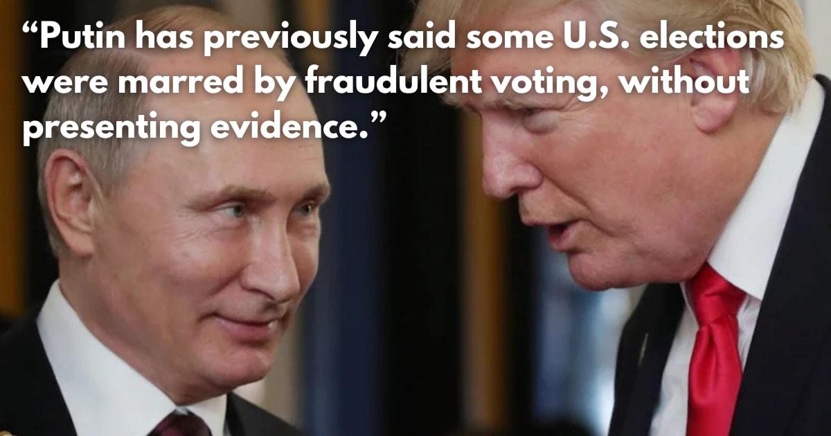 Trump Claims Putin Agrees: Mail-In Voting is 'Rigged'