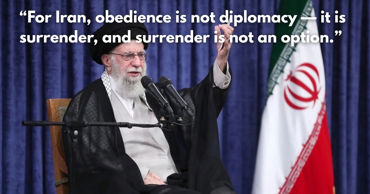 Khamenei: Iran Will Not Be 'Obedient' to US Demands
