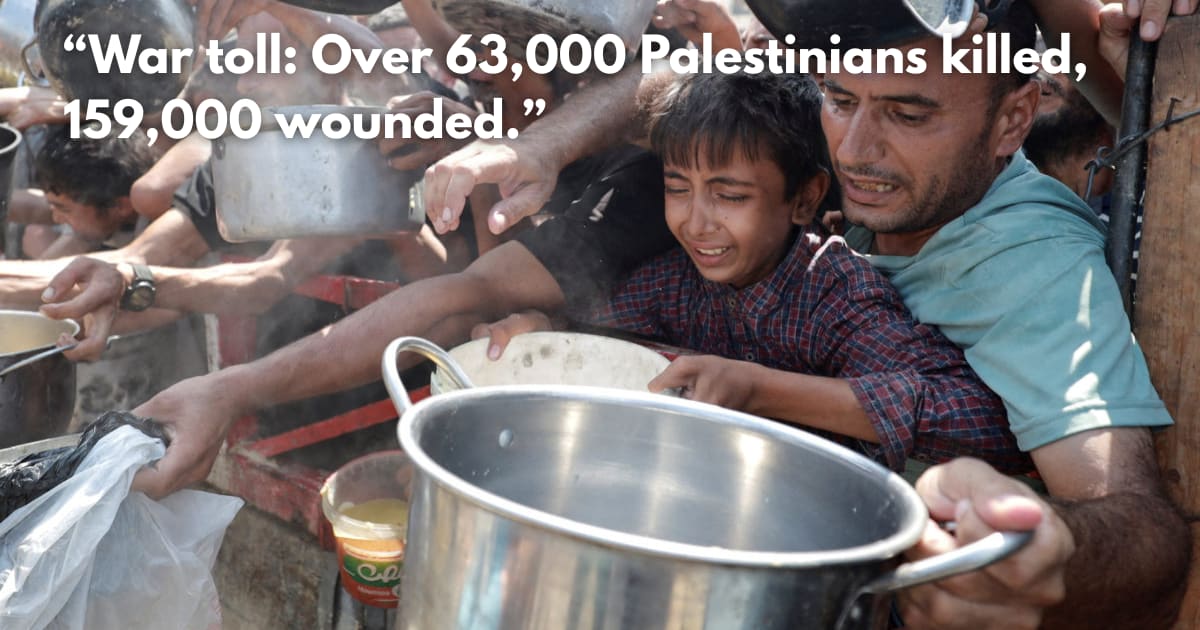 Israel's War on Gaza: 63,000 Killed, 322 Starved to Death