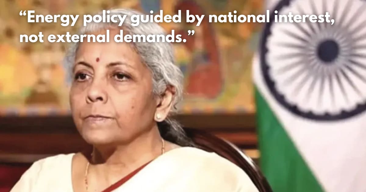 India to Continue Russian Oil Imports, Says FM Nirmala Sitharaman