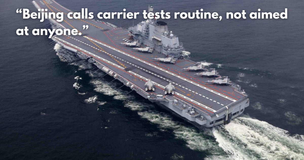 China's New Aircraft Carrier Transits Taiwan Strait for Final Tests