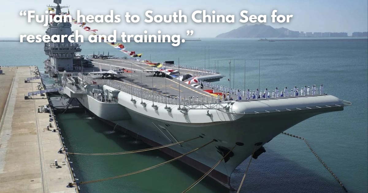 China's New Aircraft Carrier Transits Taiwan Strait for Final Tests
