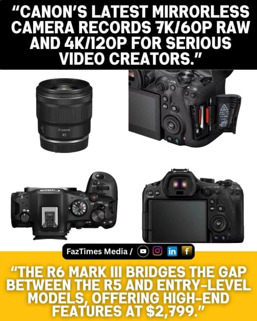 Canon EOS R6 Mark III: 32MP Sensor, 7K RAW Video & 40fps Launched