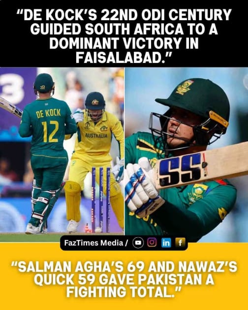 De Kock Ton Levels Series: South Africa Crush Pakistan in 2nd ODI