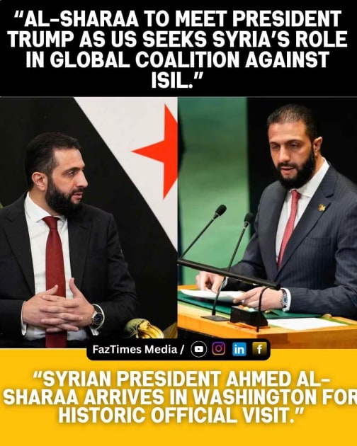 Syria’s Al-Sharaa Arrives in US for Historic White House Visit with Trump