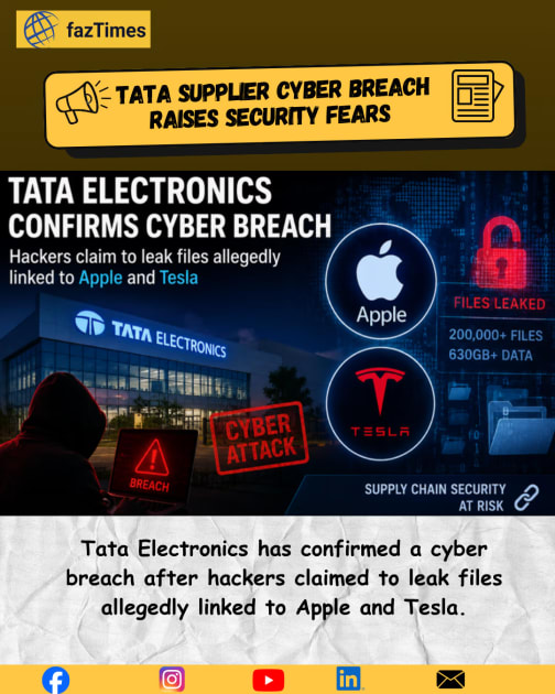 Tata Supplier Cyber Breach Raises Security Fears for Apple, Tesla and Global Tech Supply Chains