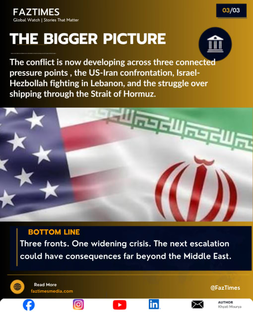 US-Iran War Escalates as Israel Strikes Lebanon, Hormuz Tensions Rise
