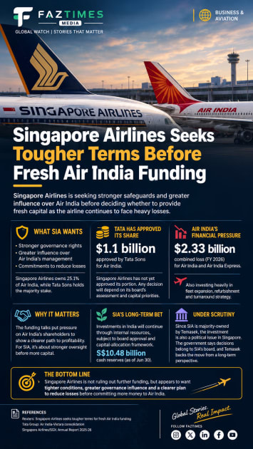 Singapore Airlines Seeks Tougher Terms Before Fresh Air India Funding