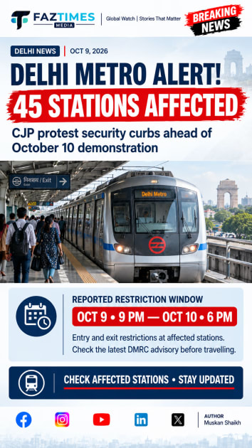 Delhi Metro Shuts Entry and Exit at 45 Stations Ahead of CJP Protest; Check Updated List and Timings