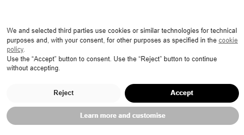 Cookie consent mechanism step 1