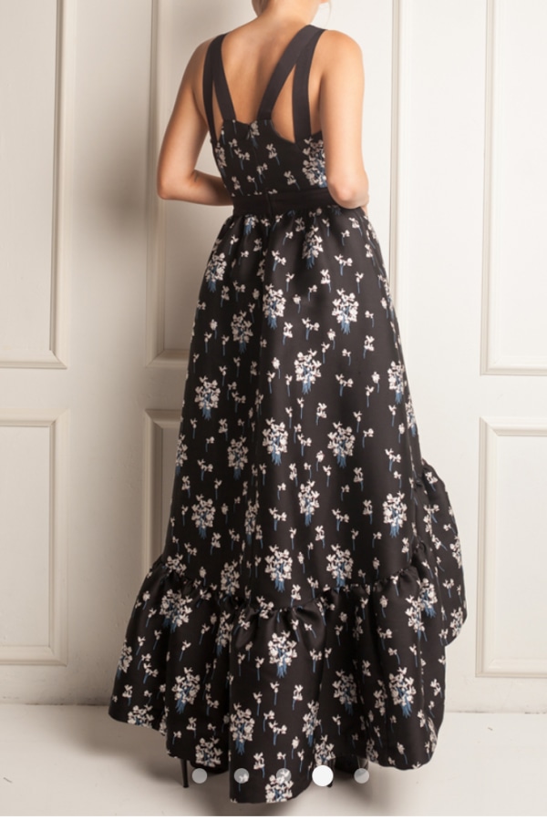 navy floral gown