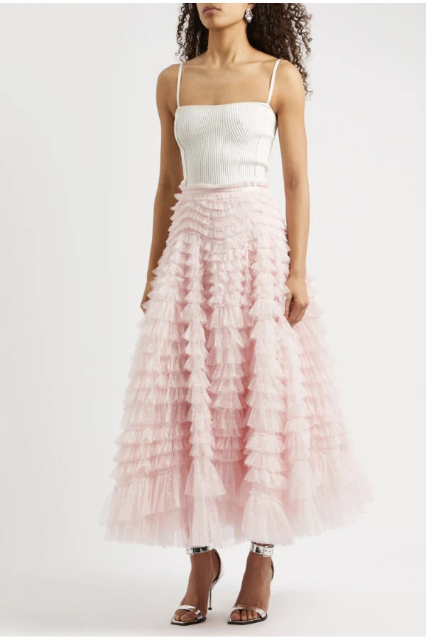 Rent Hattie ruffled tulle maxi skir - Needle & Thread | HURR