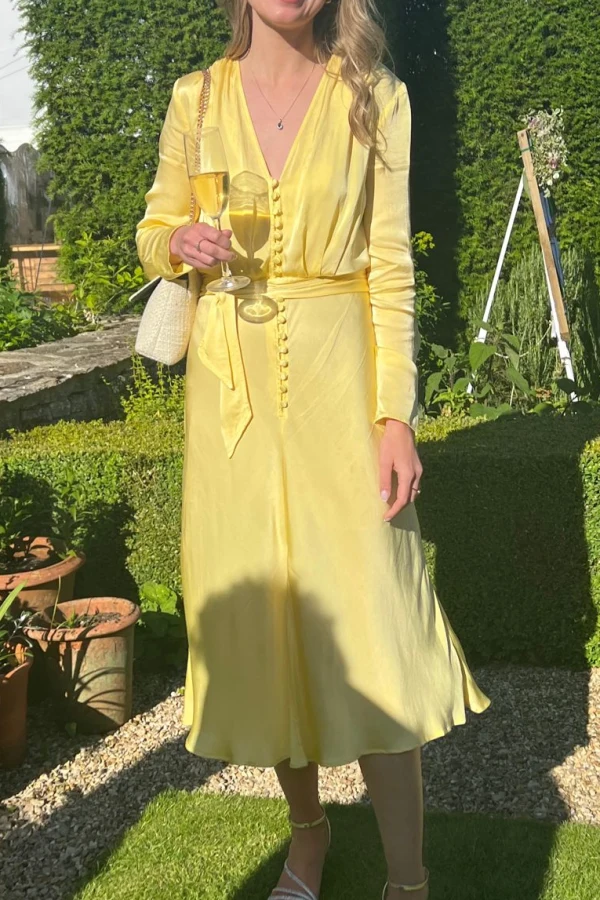 meryl satin midi dress Ghost London Meryl Satin Midi Dress