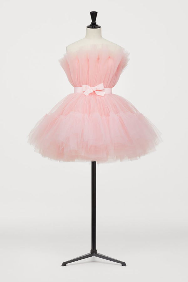 h&m pink ruffle dress