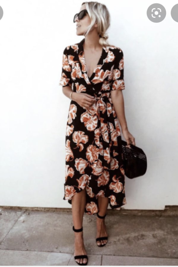 Rent Silk Floral Print Wrap Dress ...