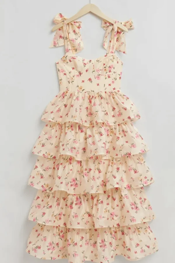 chinese dress ladies Shadow Textured Exaggerated Ruffle Dress