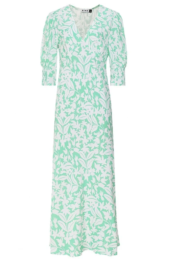 Zadie Floral Asymmetrical Ruched Midi Halter Dress - B901 main image 1