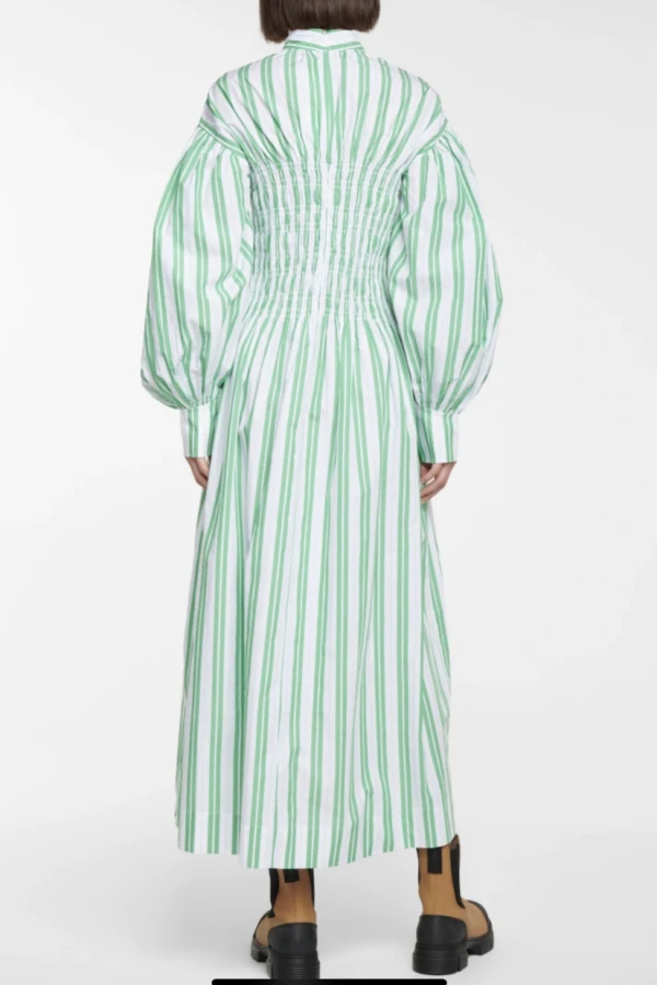 Rent Maxi Green Stripe Dress - Ganni | HURR