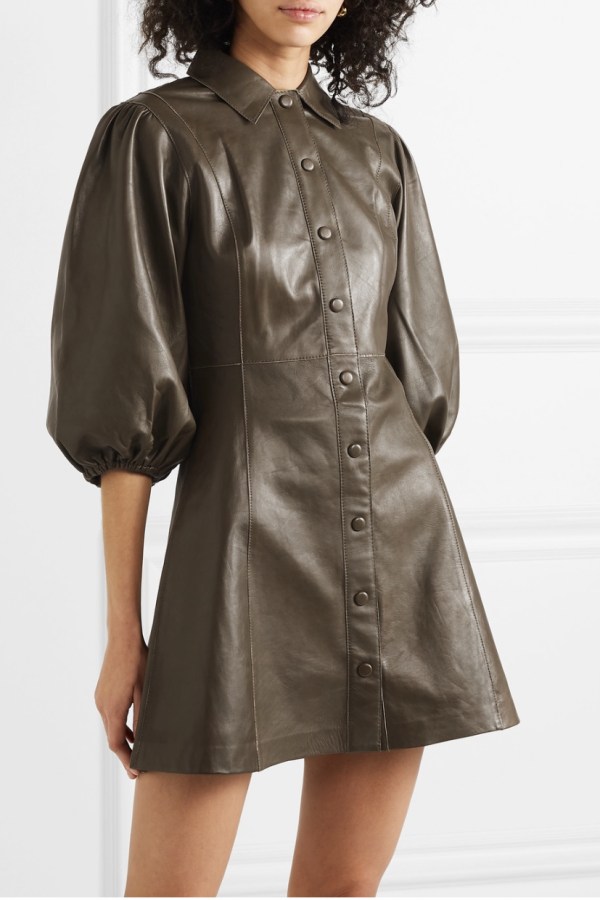 Rent Green leather dress - Ganni | HURR