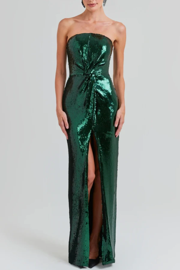 suzanne emerald green dress BABARONI Long Lace Dress with Illusion Sweetheart Neck-Emerald, Emerald / US0 main image 1