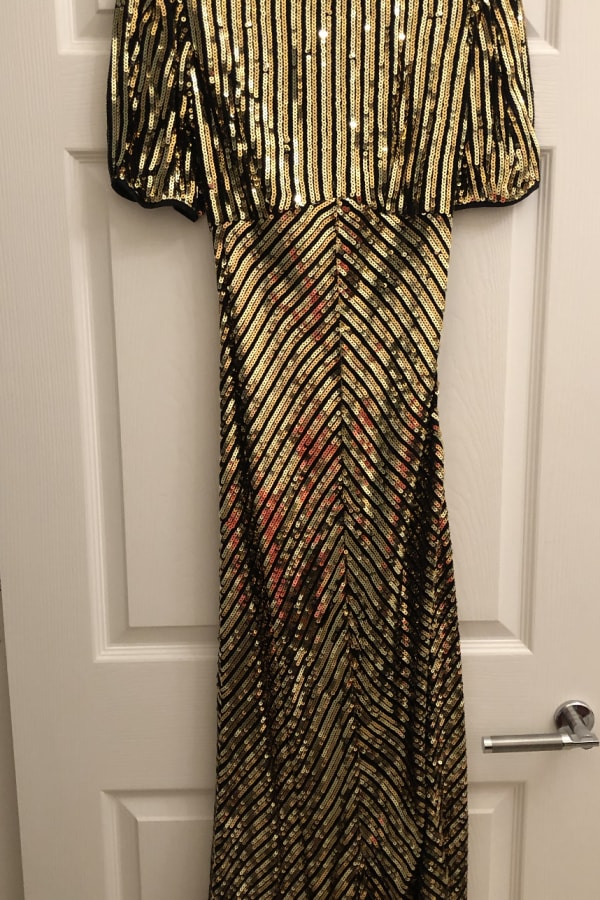 Rent Gold Sequin Midi Dress - RIXO | HURR