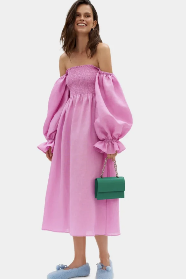 Rent Atlanta Linen Dress in Pink - Sleeper | HURR