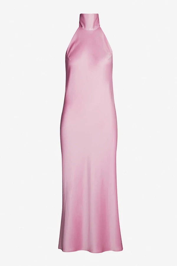 Rent Sienna halter satin midi dress - Galvan | HURR