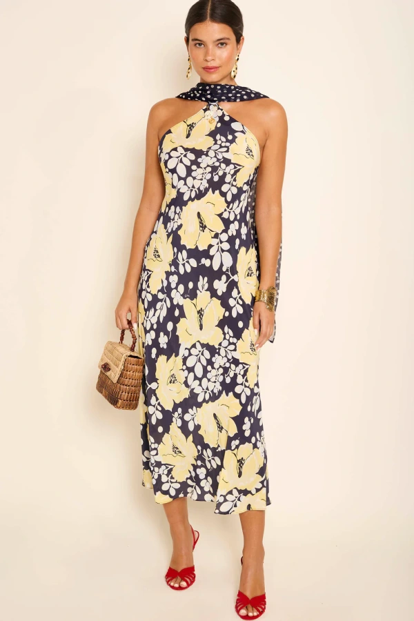 Rent Hayley Silk Midi Dress - RIXO | HURR