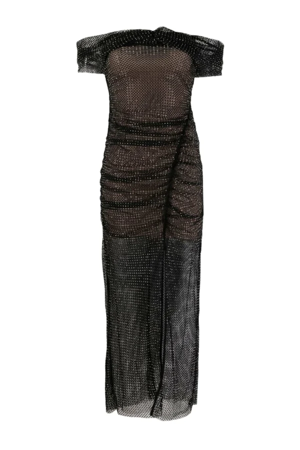 Astra Diamante Fishnet Midi Dress White main image 1