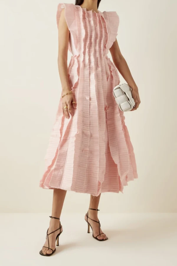 Rent Hybrid Pleated Midi Dress - Aje | HURR