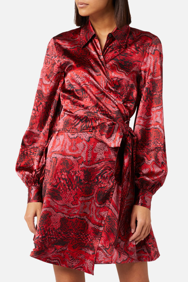 ganni silk stretch satin wrap dress Rent Silk Stretch Satin Wrap Dress - Ganni