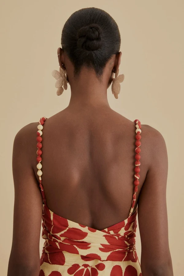 open lace back dress Red Palermo Sleeveless Midi Dress – FARM Rio