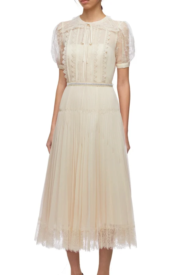 white christmas dresses Mariana Cream Lace Bust Midi Dress - US 16