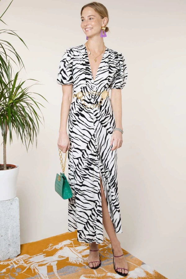 rixo lucy dress green Corrine Embellished Chiffon Dress in Diana Embellishment Forest Green main image 1