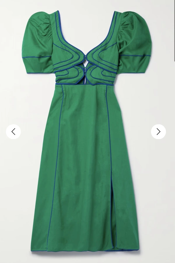 Rent Green topstitched linen dress - Farm Rio | HURR