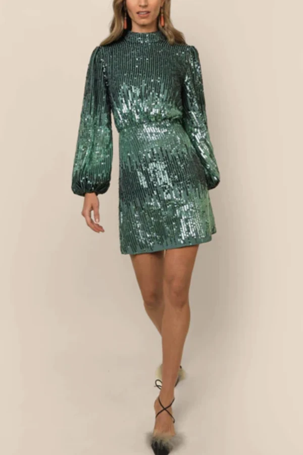 Rent Green Sequin Samantha Dress - RIXO | HURR