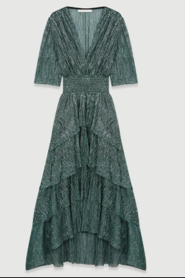 Rent Maje Lamé Ruffle Dress - Maje | HURR