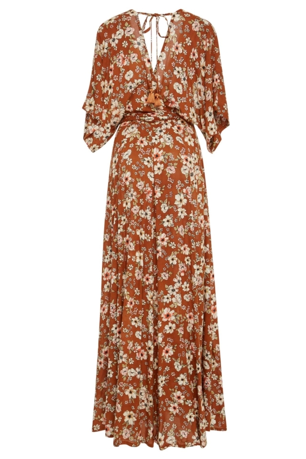 Rent Bergamo Maxi Wrap Brown Dress - Faithfull The Brand | HURR