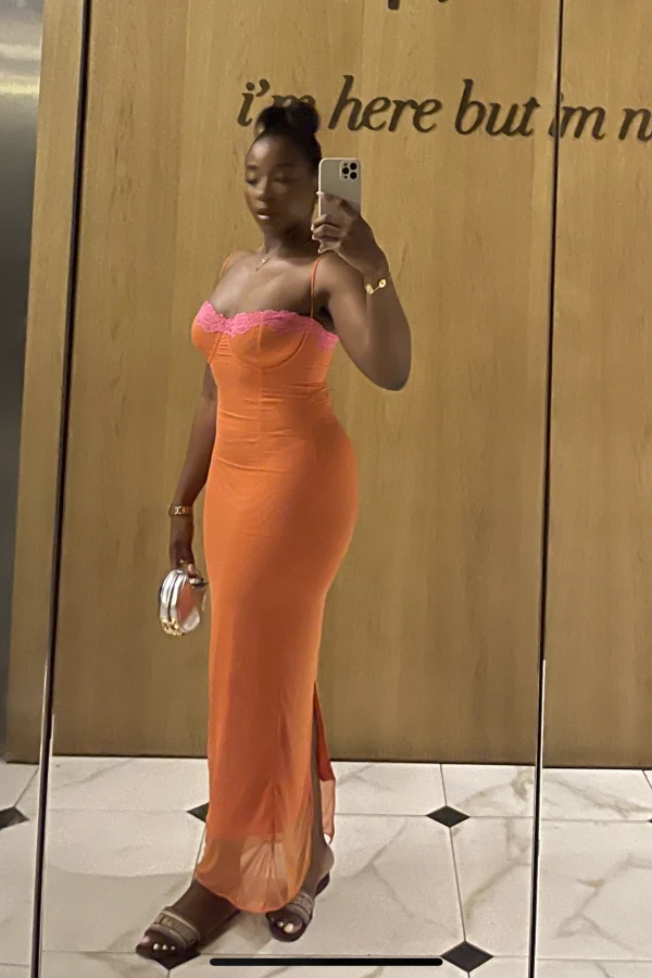 Rent Aiza Flame Orange Maxi dress House of CB HURR