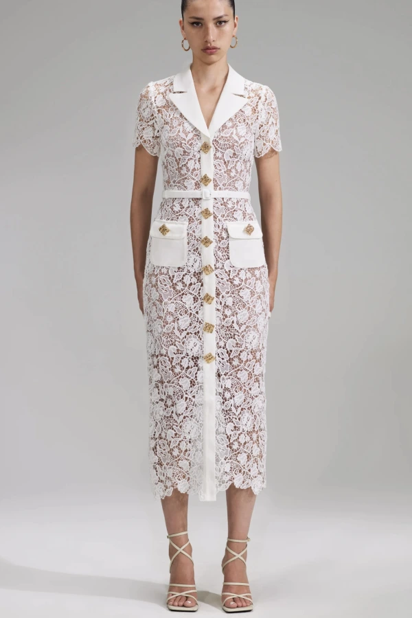 self portrait magnolia lace dress self-portrait Magnolia Lace Mini Dress in White