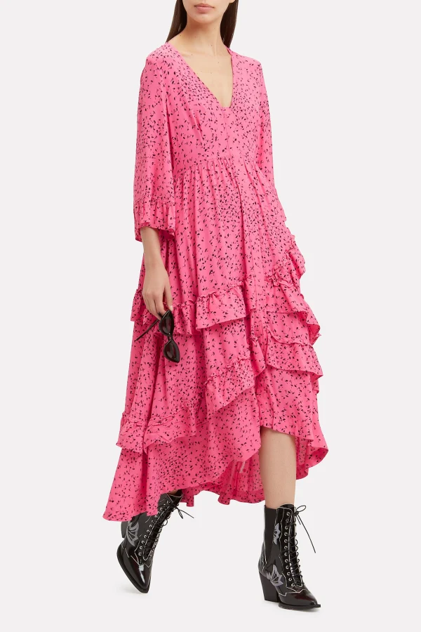 Ganni barra crepe maxi dress new arrivals