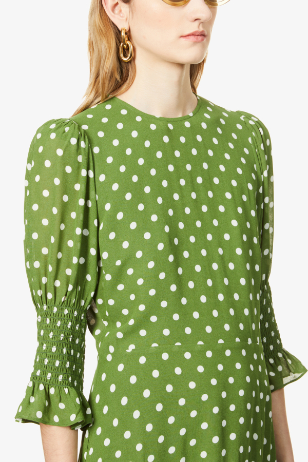 Rent Carolena polka dot-print midi dress - Reformation | HURR