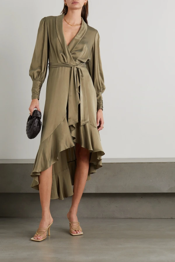 Rent SILK-SATIN MIDI WRAP DRESS - Zimmermann | HURR
