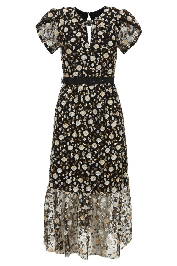 knee length dresses for ladies Self-Portrait - Silver Gradient Sequin Midi Dress main image 1