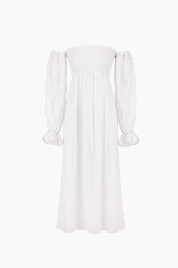Rent Atlanta Linen Dress in White - Sleeper | HURR