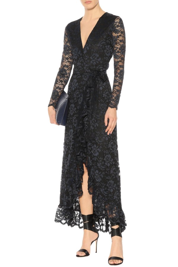 Rent Flynn Ruffle Lace Wrap Dress Ganni Hurr