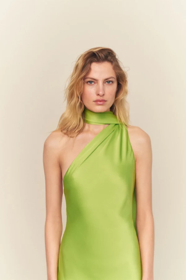 Rent Asymmetric Bow Neck Dress - Mango | HURR